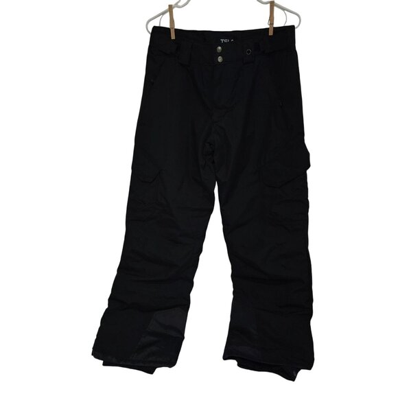 TSLA Mens Black Snow Pants S Adjustable Waist Polyester 30" Inseam - Picture 1 of 16